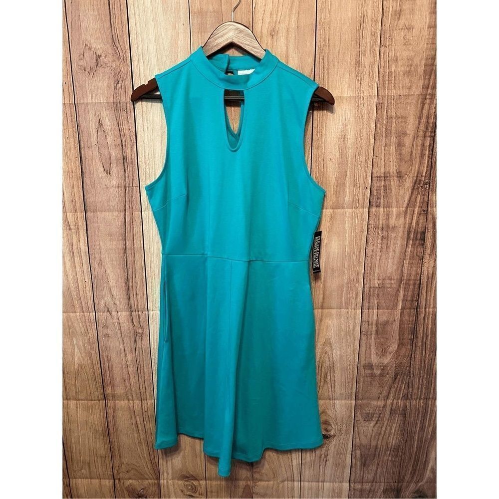 New York & Company Large NWT dress blue pockets keyhole